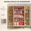 Armoire Novyra design cuisine 2 portes rangement élégant effet bois acier doré blanc
