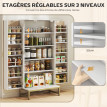 Armoire Novyra design cuisine 2 portes rangement élégant effet bois acier doré blanc