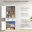 Buffet Vexora rangement élégant moderne blanc cuisine salon design 4 portes tiroir métal noir