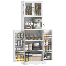 Buffet haut cuisine Solyxis rangement optimisé portes verre étagères épices blanc élégant