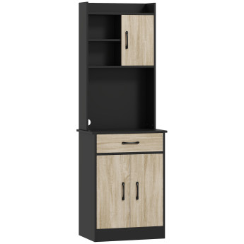 Buffet Cuisine Delyra Rangement Élégant Noir Effet Bois Clair Design Moderne 60x40x180cm