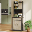 Buffet Cuisine Delyra Rangement Élégant Noir Effet Bois Clair Design Moderne 60x40x180cm