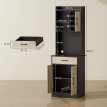 Buffet Cuisine Delyra Rangement Élégant Noir Effet Bois Clair Design Moderne 60x40x180cm