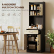 Buffet Cuisine Delyra Rangement Élégant Noir Effet Bois Clair Design Moderne 60x40x180cm
