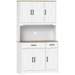 Buffet haut Yzoria rangement cuisine élégant style ferme bicolore bois naturel blanc