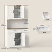Buffet haut Yzoria rangement cuisine élégant style ferme bicolore bois naturel blanc