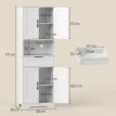 Buffet haut Xelvane rangement cuisine élégant moderne blanc étagères tiroir niche