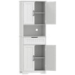 Buffet haut Xelvane rangement cuisine élégant moderne blanc étagères tiroir niche