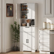 Buffet haut Xelvane rangement cuisine élégant moderne blanc étagères tiroir niche