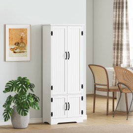 Armoire de cuisine Zyrelis rangement moderne blanc élégant design contemporain poignées métal noir