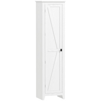 Colonne de rangement Torvyna style campagne chic blanc effet bois optimisez votre espace
