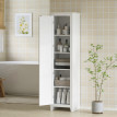 Colonne de rangement Torvyna style campagne chic blanc effet bois optimisez votre espace