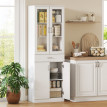 Buffet Valyx vaisselier élégant rangement cuisine moderne blanc verre étagères ajustables tiroir