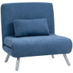 Fauteuil convertible Olivastro polyvalent confortable design bleu pour salon chambre bureau tissu doux flanelle