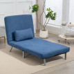 Fauteuil convertible Olivastro polyvalent confortable design bleu pour salon chambre bureau tissu doux flanelle