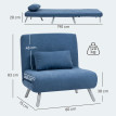 Fauteuil convertible Olivastro polyvalent confortable design bleu pour salon chambre bureau tissu doux flanelle
