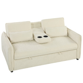 Canapé convertible Blémont 2 places inclinable chenille confortable et élégant beige noir