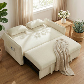 Canapé convertible Blémont 2 places inclinable chenille confortable et élégant beige noir
