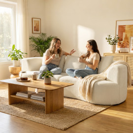 Canapé 3 places Gerberge design élégant chenille crème confort optimal salon moderne