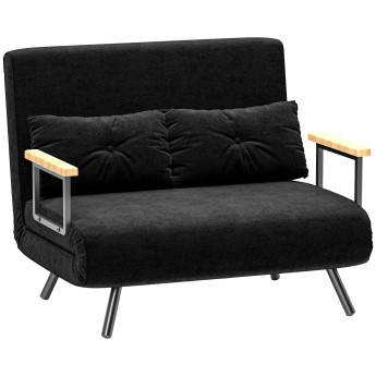 Canapé convertible Dreval noir velours 2 places confortable et réglable