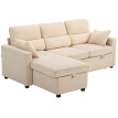 Canapé d'angle convertible Ercole velours côtelé rangement intégré chaise longue réversible beige