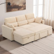 Canapé d'angle convertible Ercole velours côtelé rangement intégré chaise longue réversible beige