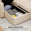 Canapé d'angle convertible Ercole velours côtelé rangement intégré chaise longue réversible beige