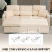 Canapé d'angle convertible Ercole velours côtelé rangement intégré chaise longue réversible beige