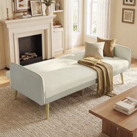 Canapé convertible Vaubrecourt design scandinave modulable confort velours beige