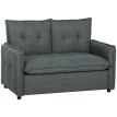 Canapé 2 places Florinde design capitonné confortable tissu anthracite gris foncé pour petits espaces