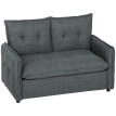 Canapé 2 places Florinde design capitonné confortable tissu anthracite gris foncé pour petits espaces