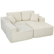 Canapé d'angle Vorderthal modulable convertible en lit velours côtelé confortable et élégant crème