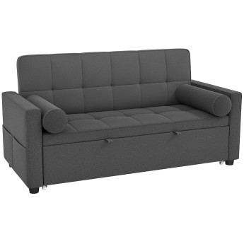 Canapé convertible Adelise design Chesterfield capitonné 2 places anthracite polyvalent salon chambre invités