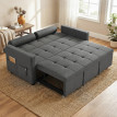 Canapé convertible Adelise design Chesterfield capitonné 2 places anthracite polyvalent salon chambre invités