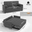 Canapé convertible Adelise design Chesterfield capitonné 2 places anthracite polyvalent salon chambre invités