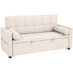 Canapé convertible Goldbach Chesterfield capitonné 2 places salon petit espace lit d'appoint beige
