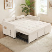Canapé convertible Goldbach Chesterfield capitonné 2 places salon petit espace lit d'appoint beige