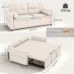 Canapé convertible Goldbach Chesterfield capitonné 2 places salon petit espace lit d'appoint beige