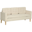 Canapé Oberthal 3 Places Style Scandinave Rangement Intégré Tissu Beige