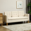 Canapé Oberthal 3 Places Style Scandinave Rangement Intégré Tissu Beige