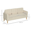 Canapé Oberthal 3 Places Style Scandinave Rangement Intégré Tissu Beige