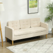 Canapé Oberthal 3 Places Style Scandinave Rangement Intégré Tissu Beige