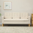 Canapé Oberthal 3 Places Style Scandinave Rangement Intégré Tissu Beige