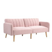 Canapé Maisbach Convertible 2 Places Design Scandinave Rose Tissu Lin Inclinable
