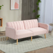 Canapé Maisbach Convertible 2 Places Design Scandinave Rose Tissu Lin Inclinable