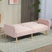 Canapé Maisbach Convertible 2 Places Design Scandinave Rose Tissu Lin Inclinable