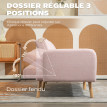 Canapé Maisbach Convertible 2 Places Design Scandinave Rose Tissu Lin Inclinable