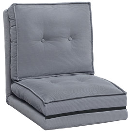 Fauteuil Convertible Dordovar Réglable Velours Côtelé Gris Canapé Sol Lit Invités