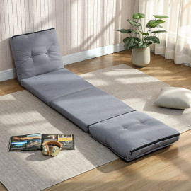 Fauteuil Convertible Dordovar Réglable Velours Côtelé Gris Canapé Sol Lit Invités