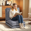 Fauteuil Convertible Dordovar Réglable Velours Côtelé Gris Canapé Sol Lit Invités